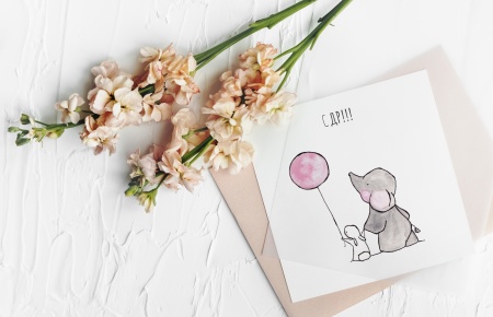 Мини открытка "С днем рождения!"